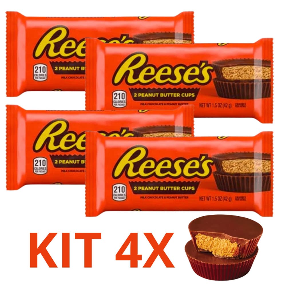 Kit 4 Reeses Two Cups Chocolate ao Leite com Manteiga Amendoim Importado dos EUA Reese's 2 Cups 42g