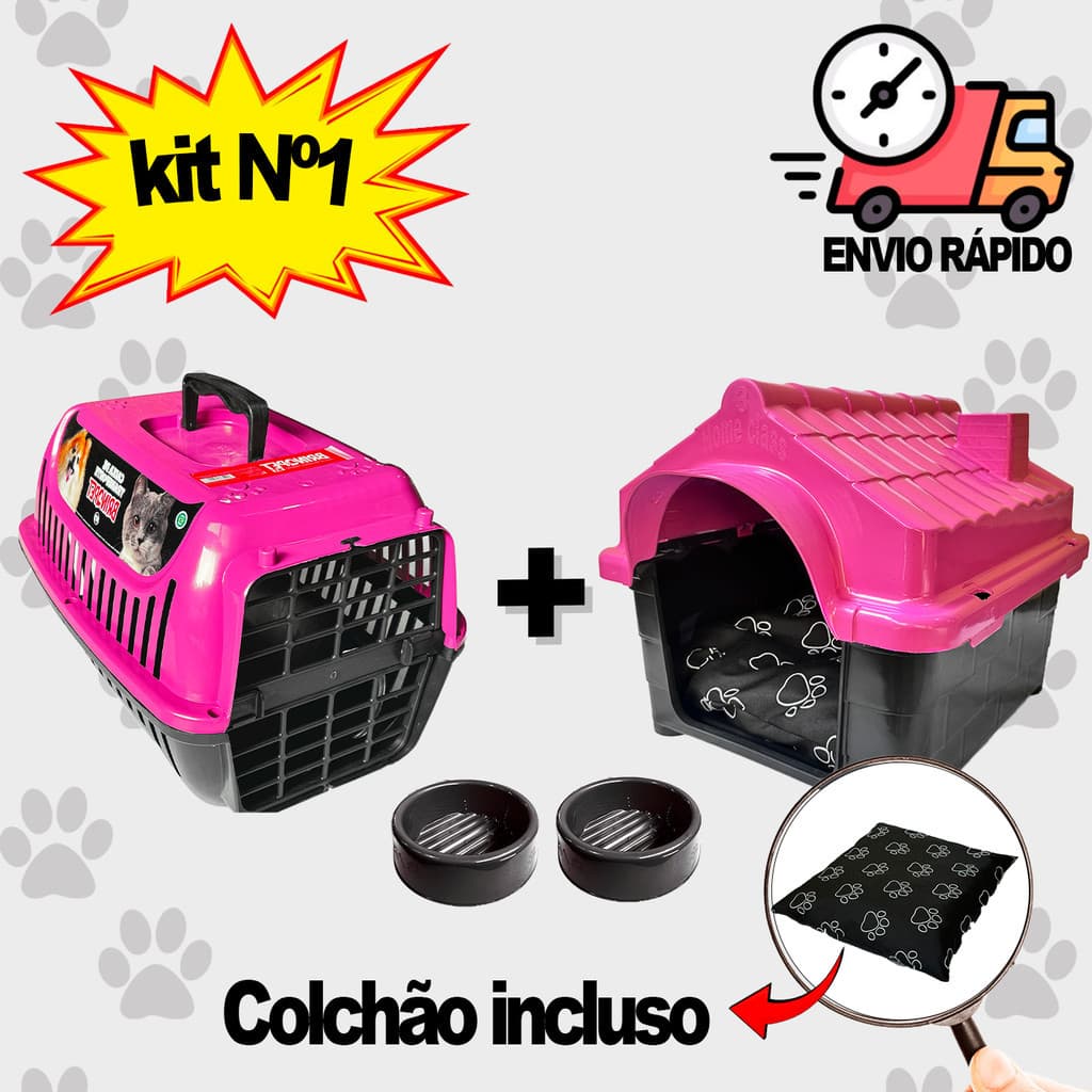 Casinha de Cachorro N2 Pequena Cama Para Cachorro + Caixa de Transporte N1 Pet