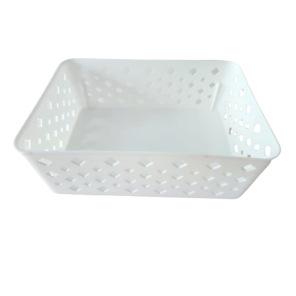 Cesto Organizador Multiuso Premium Branco 19x13,5x6,5 cm Armario Gaveta Geladeira Banheiro Cozinha Escritório Lavandeira