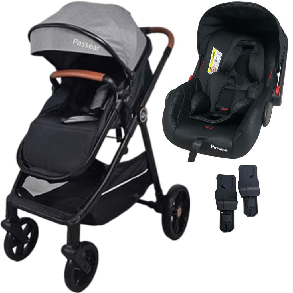 Carrinho de Bebe Bebe Conforto Passear Baby Apolo 3 em 1 Cinza