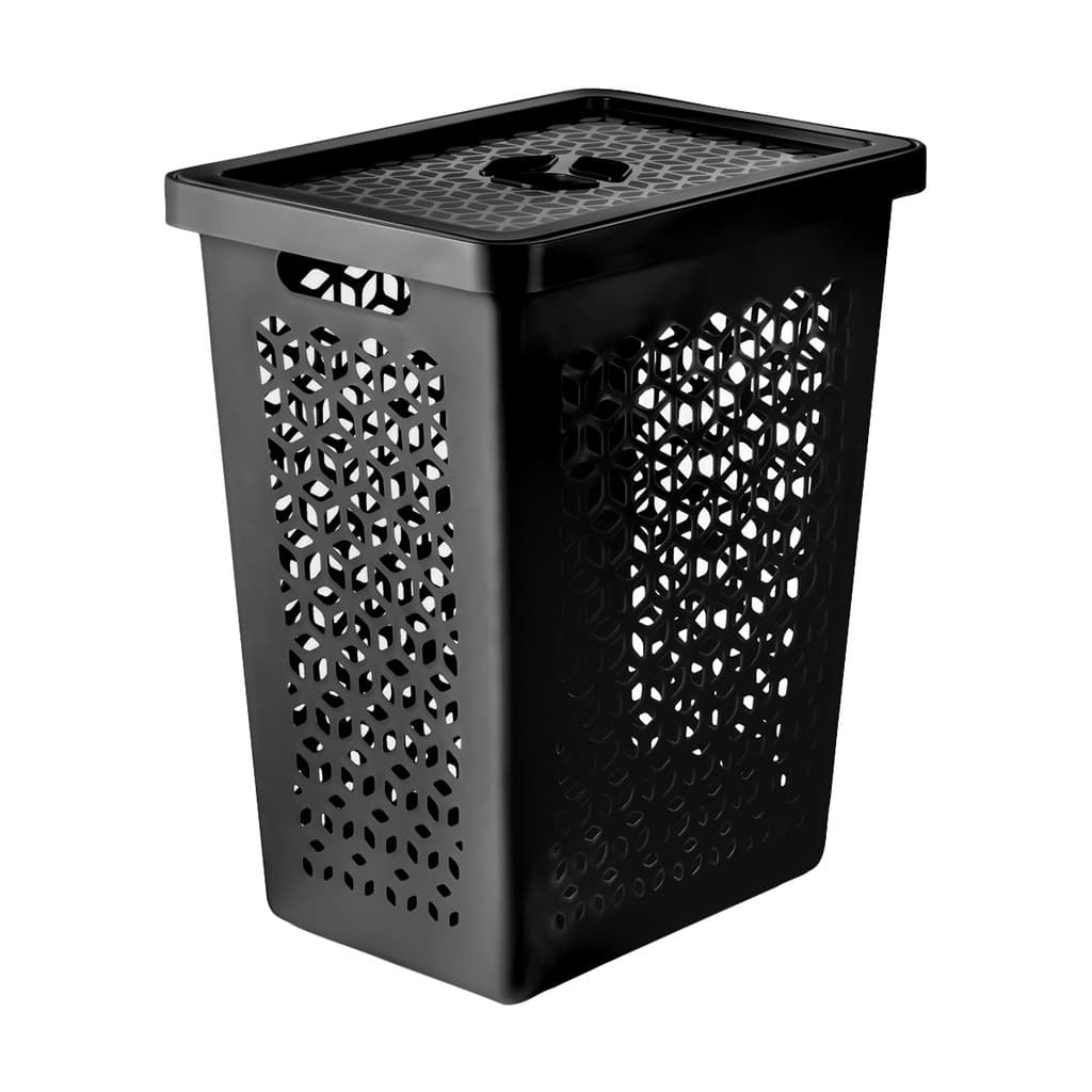 Conjunto Cesto De Roupas 55 Litros Com Tampa E Cesto Para Prendedores 6 Litros Multiuso Kit Banheiro Lavanderia