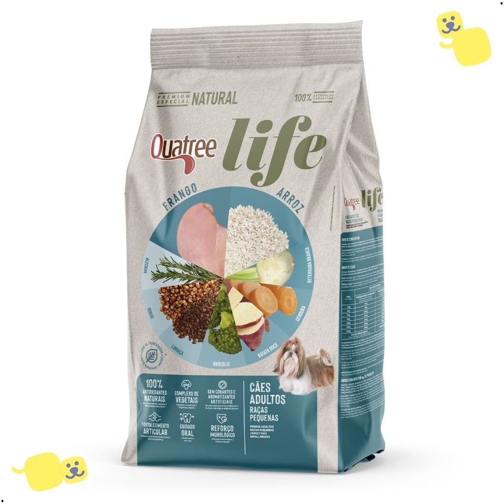 Ração Quatree Life Cães Adultos Raças Pequenas Frango Arroz 15Kg Alimento Premium Especial Cachorro