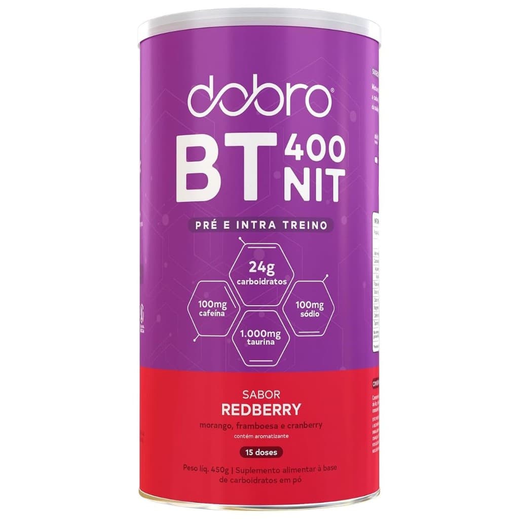 BT 400 Nitrato Redberry 450g Dobro – Pré e Intra Treino com Beterraba em Pó, Energia e Resistência