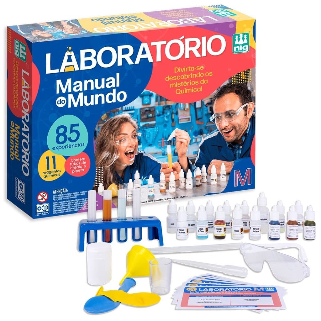 Brinquedo Laboratório Manual Do Mundo 85 Experiências Nig Brinquedos Jogo Química Educativo Infantil