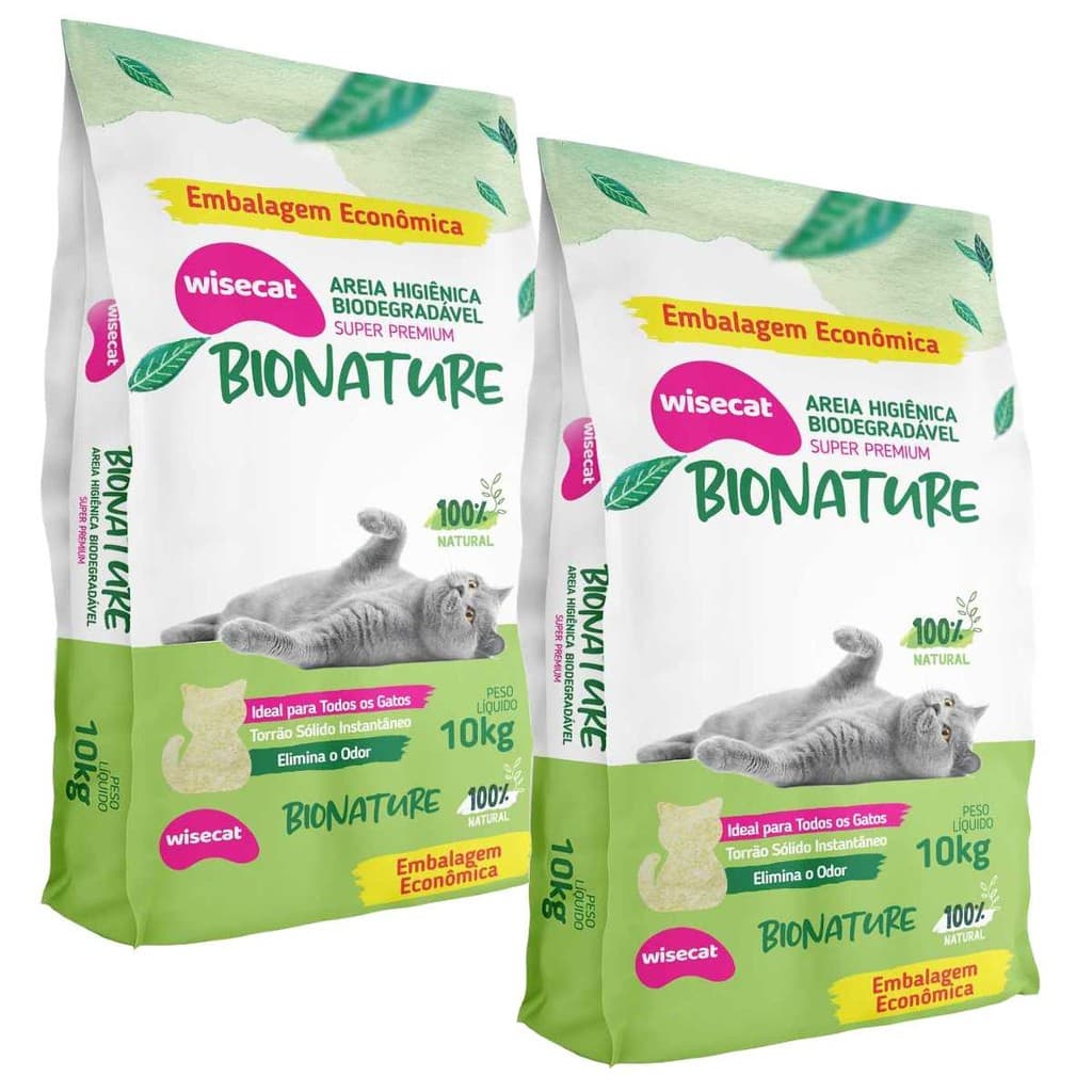 Kit 2 Areia Sanitária Para Gatos Wisecat Bionature 10kg