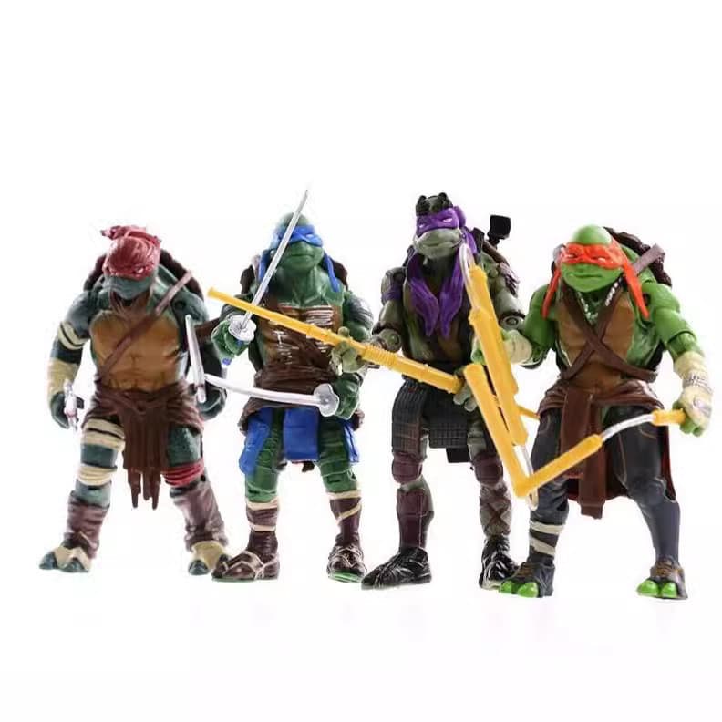 Kit 4 Bonecos Tartarugas Ninja Articulados + Acessórios Versão Clássico Action figure