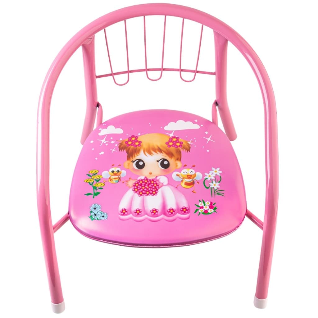 CADEIRINHA INFANTIL METÁLICA DIA DAS CRIANÇAS ROSA DESENHO MENINA ABELHA CONFORTO PARA SUA PEQUENA