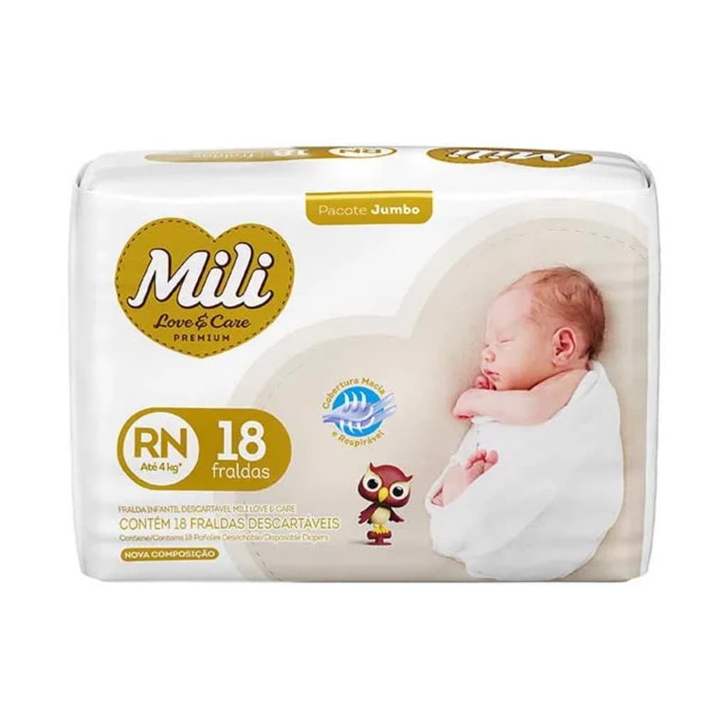 Kit C2 Fralda Recém Nascido Mili Love & Care Premium – Mili