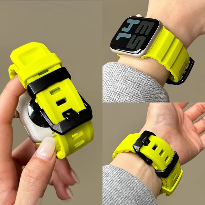 Pulseira De Silicone Esportiva De Pulso Laranja Para Apple smart Watch Ultra 2 10 9 8 7 6 SE 5 4 Metal De Titânio iWatch
