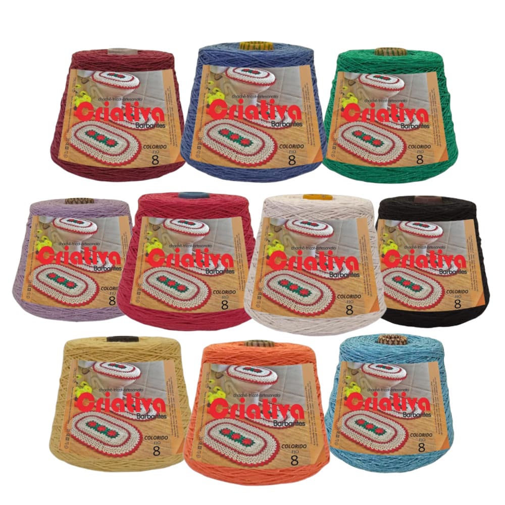 Kit Com 10 Barbante 500g Cada Fio Número 8 Para Crochê Criativa