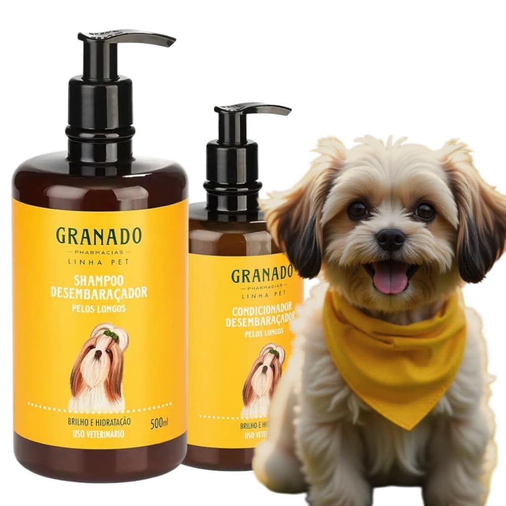 Kit Banho para Pet Pelagem Longa Shampoo + Condicionador Cão