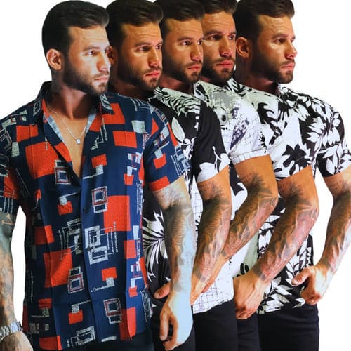 Kit 5 Camisas Floral Masculina Social Slim Pronta Entrega