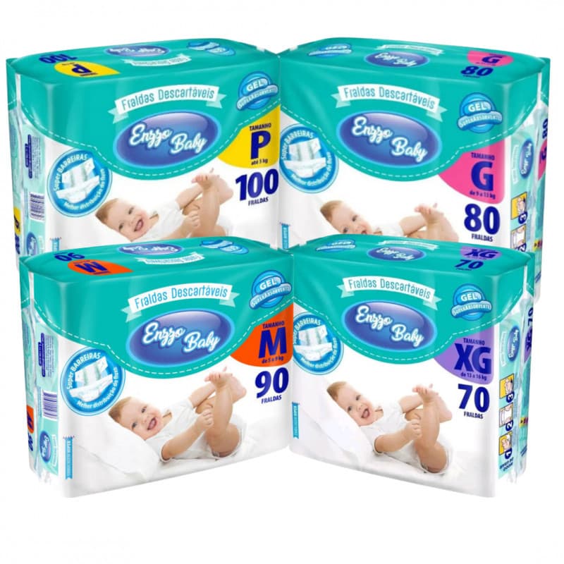 Fraldas Descartáveis Enzzo Baby Pacotão -Atacado RN /P / M/ G/ XG/ XXG - Alta Absorção Confortável .