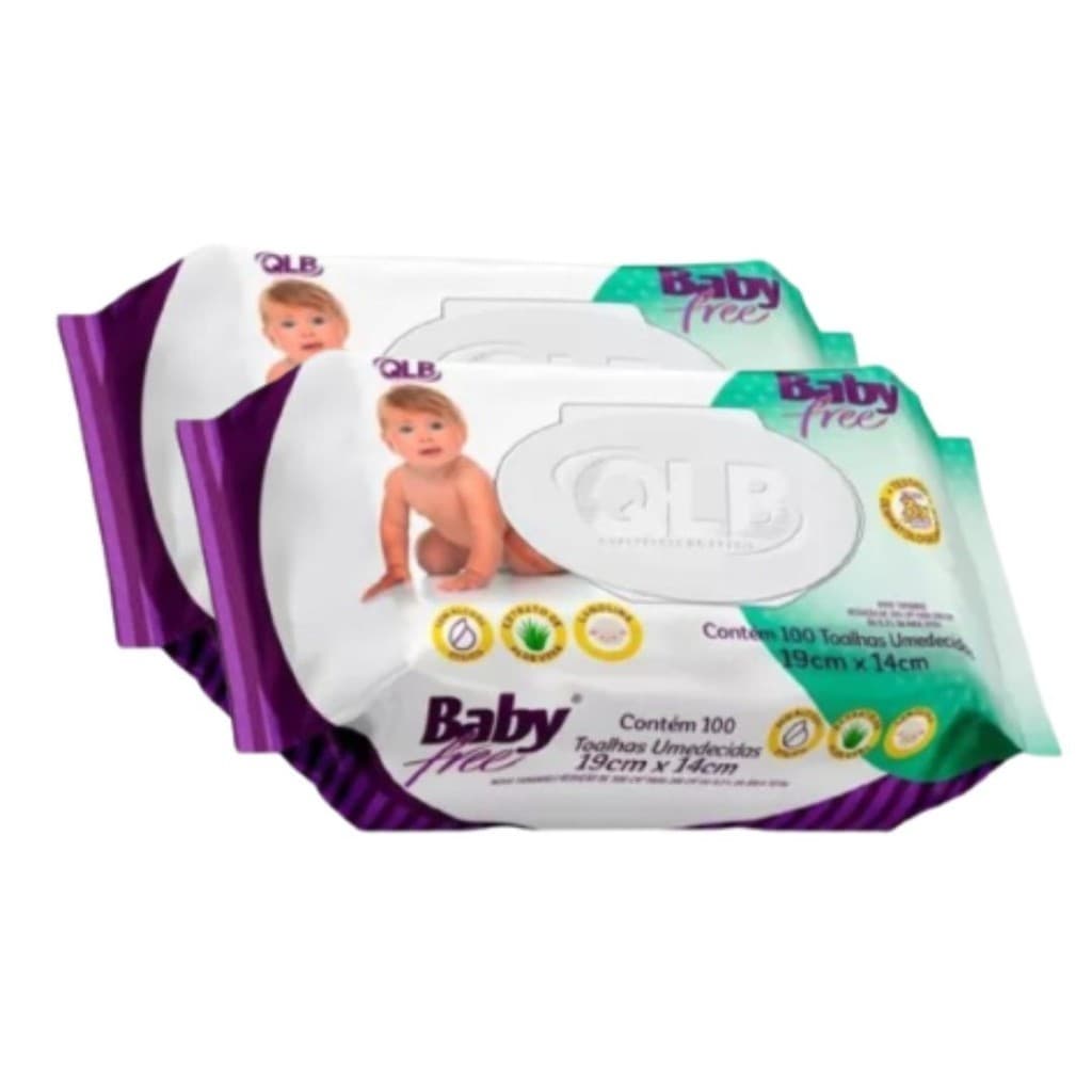 Kit Toalhas Umedecidas Baby Free 100 Unidades - 2 Pacotes