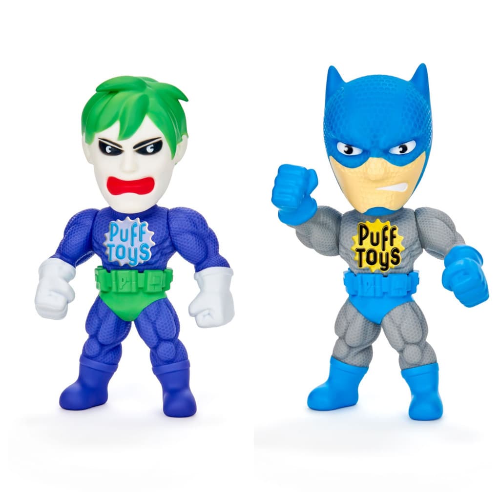 Kit 2 Bonecos Heróis Infantil Vinil Macio Brinquedo Coringa e Batmam Articulado - Puff Toys