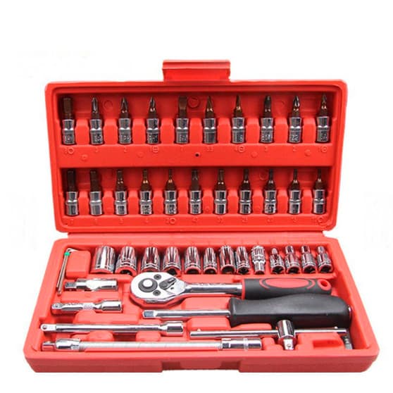 KIT JOGO DE FERRAMENTAS COMPLETO COM 46 PEÇAS MULTIUSO