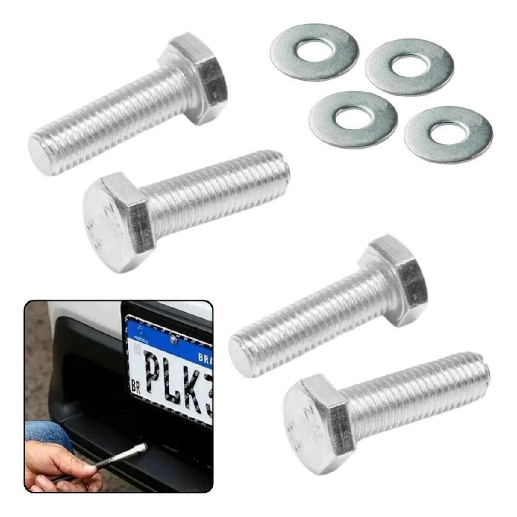 Jogo Kit Completo 4 Parafusos Placa Carro E Moto Com Arruela