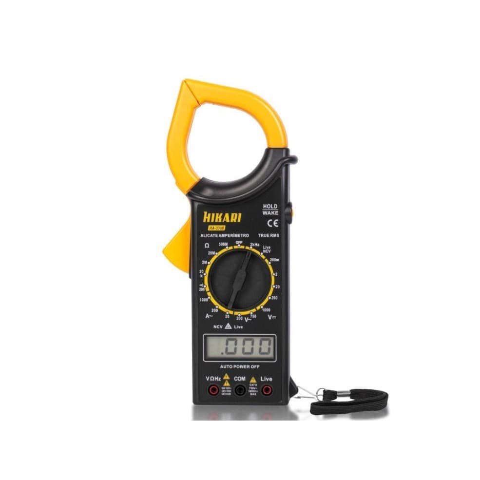 Alicate Amperímetro Digital Hikari HA-3300 TRUE RMS - Bolsa, Bateria, Ponta de Prova, Continuidade