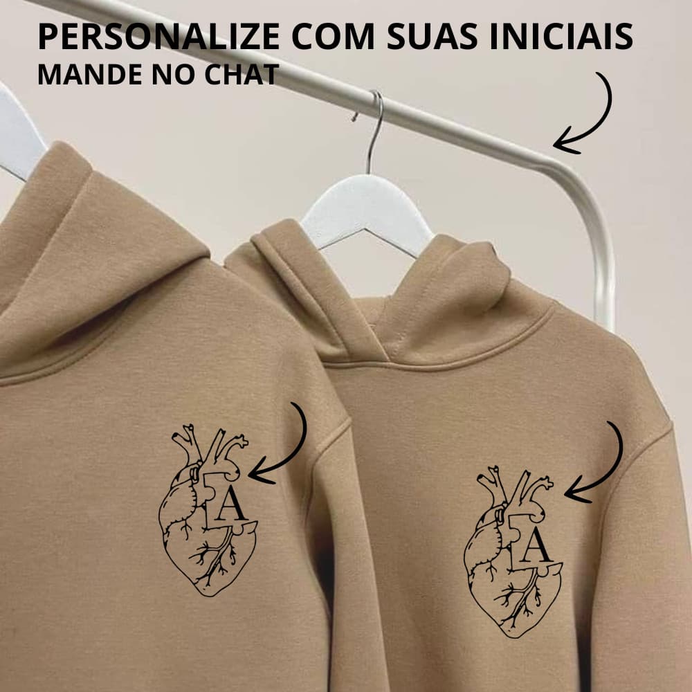 Kit 2 Peças Moletom CASAL CORAÇÃO INICIAL PERSONALIZADO(Mandar tamanhos no chat Dentro de 24hrs)