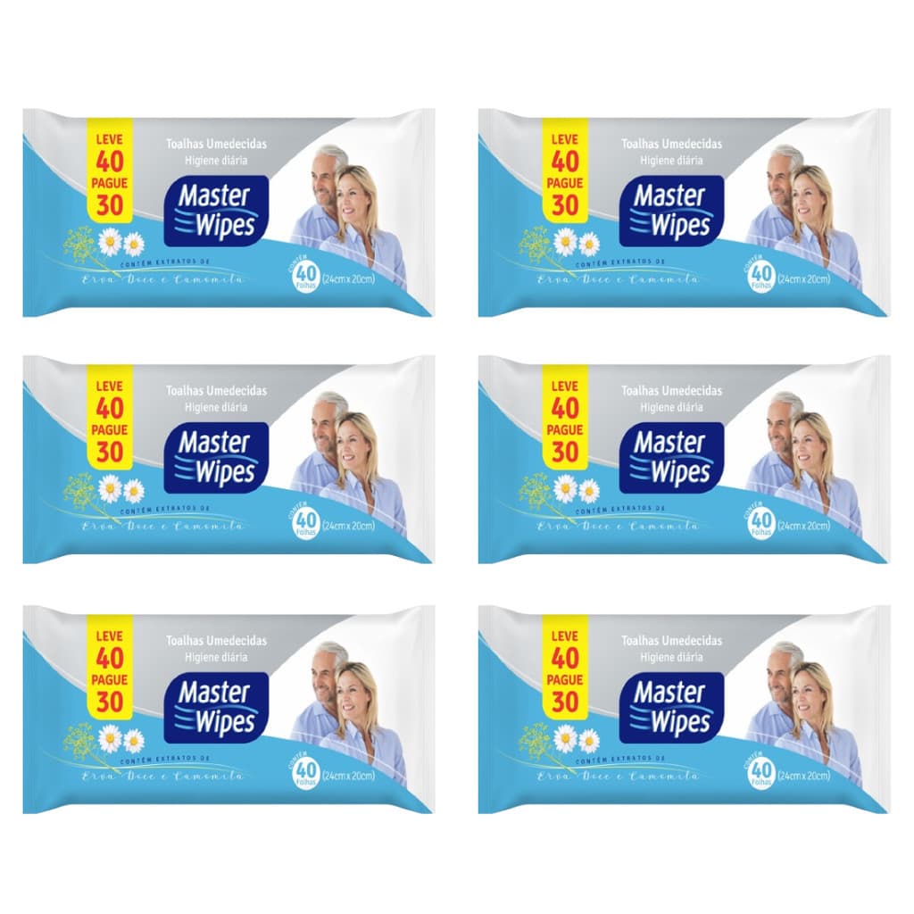 Lenço/Toalha umedecida Adulto Master Wipes com 40 unidades
