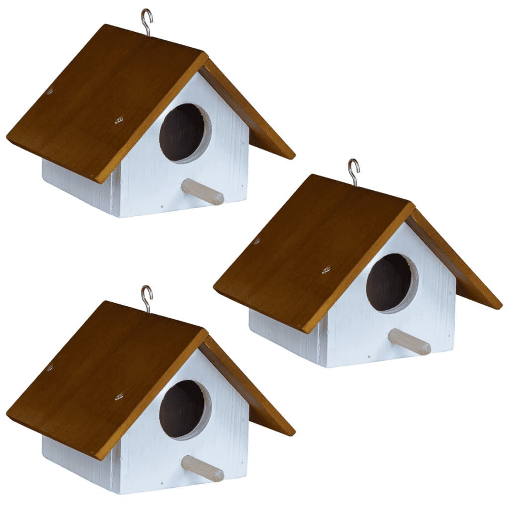 Kit com 3 Casa de Pássaros Madeira Pinus Ninho para Passarinho Resistente Montada