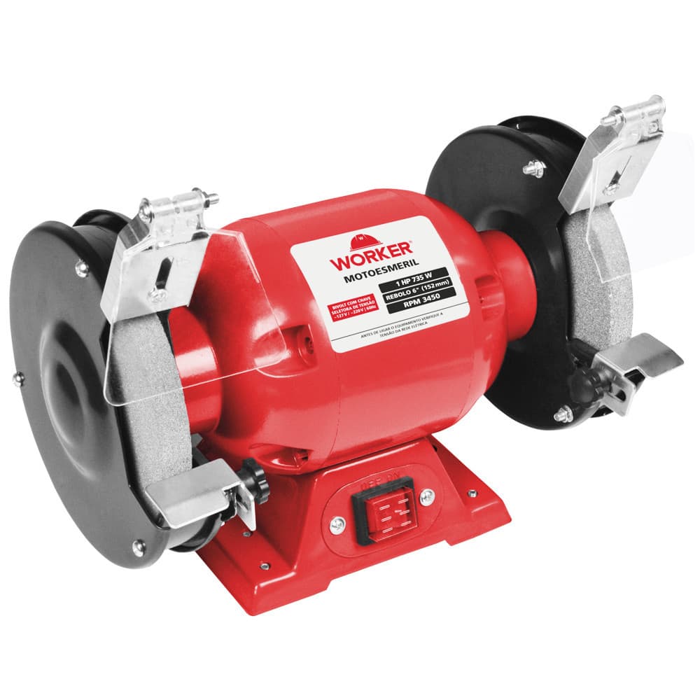 Motoesmeril Profissional 735w 1HP 1CV Bivolt 127/220V Afiar Desbastar Worker