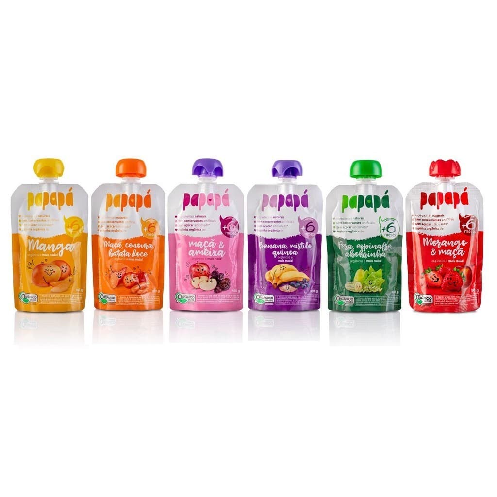 Kit 6 Papinhas Orgânicas Papapá Todos 6 Sabores - 1 de cada Papinha Papapá Infantil
