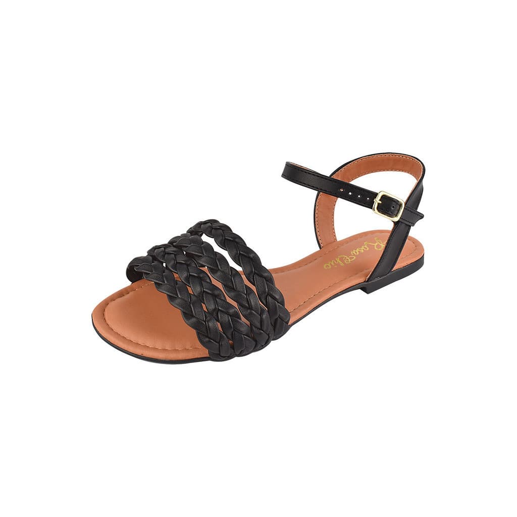 Rasteirinha Rosa Chic Calçados Sandália Flat Tiras Trança Confortável