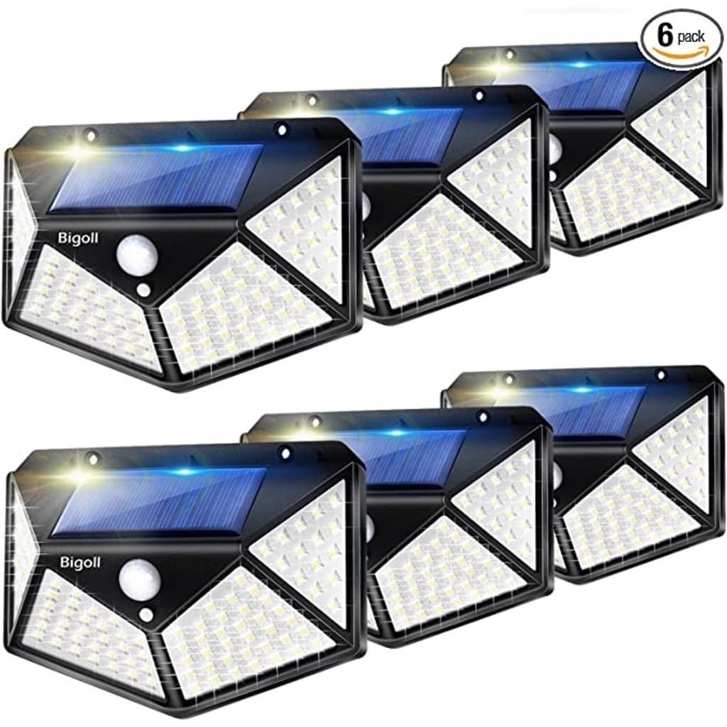 1/2/3/4 Luminária Solar 100 Leds Com Sensor Presença Para Jardim Externa Parede Prova D'água Luz Led