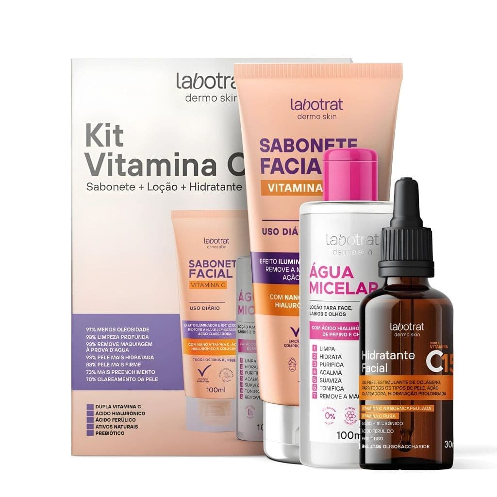Kit Skincare Vitamina C Anti-idade Dermo Skin Labotrat Sabonete + Loção + Hidratante