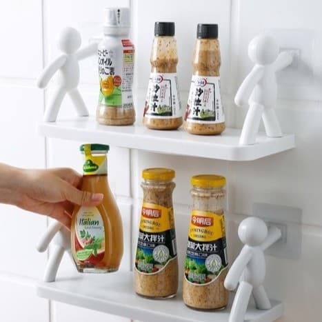 Porta Shampoo Com Boneco Para Parede Rack Suporte Organizador Cozinha Casa Em Tempero Banheiro Plástico Com Adesivo Prateleira  De Sabonete Plástico BOB  Retangular BUDDY Organizadora 33X14,5X13,5 Autoadesivo （Entrega 24 horas）