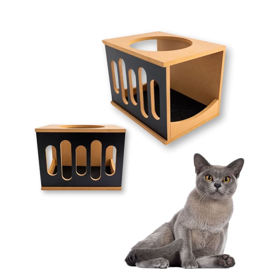 Casinha de Gato REFORÇADO MDF15MM Nicho Para Gato Montado Kit Fixação Caminha de Gato Toca 
