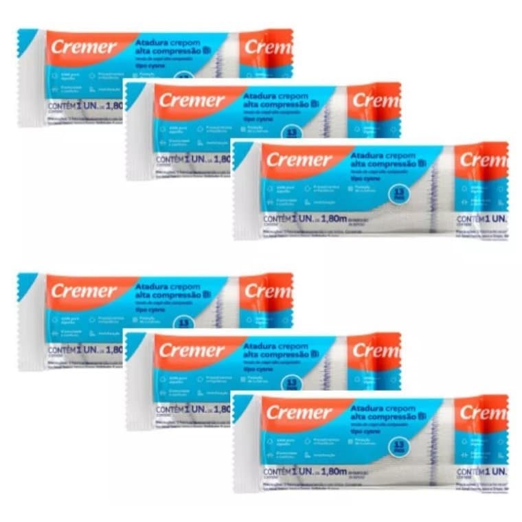 Kit C/6 Unidades de Atadura de Crepom Tipo Cysne 12cm x 1,8m 13 Fios - Cremer