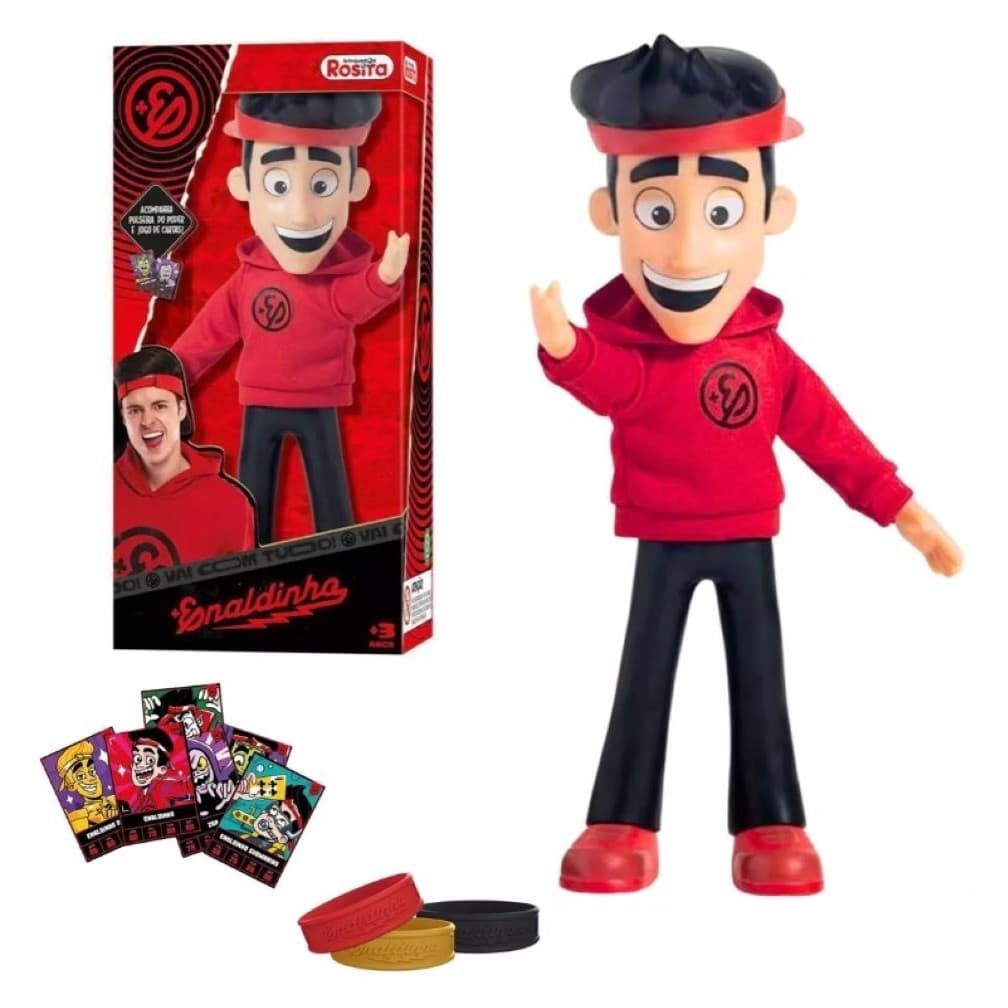 Boneco Enaldinho Youtuber Pulseira Cartas Articulado Rosita