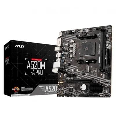 Placa Mãe MSI A520M A Pro AMD AM4 DDR4 mATX HDMI DVI Ryzen 3000 4000 5000