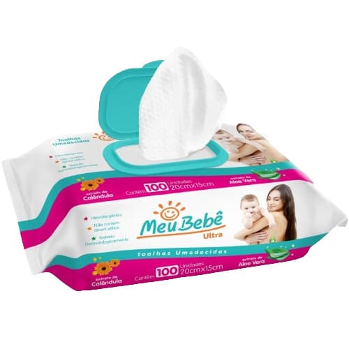 Toalha Umedecida Infantil Meu Bebê Ultra 20cm x 15cm C/100 Unidades