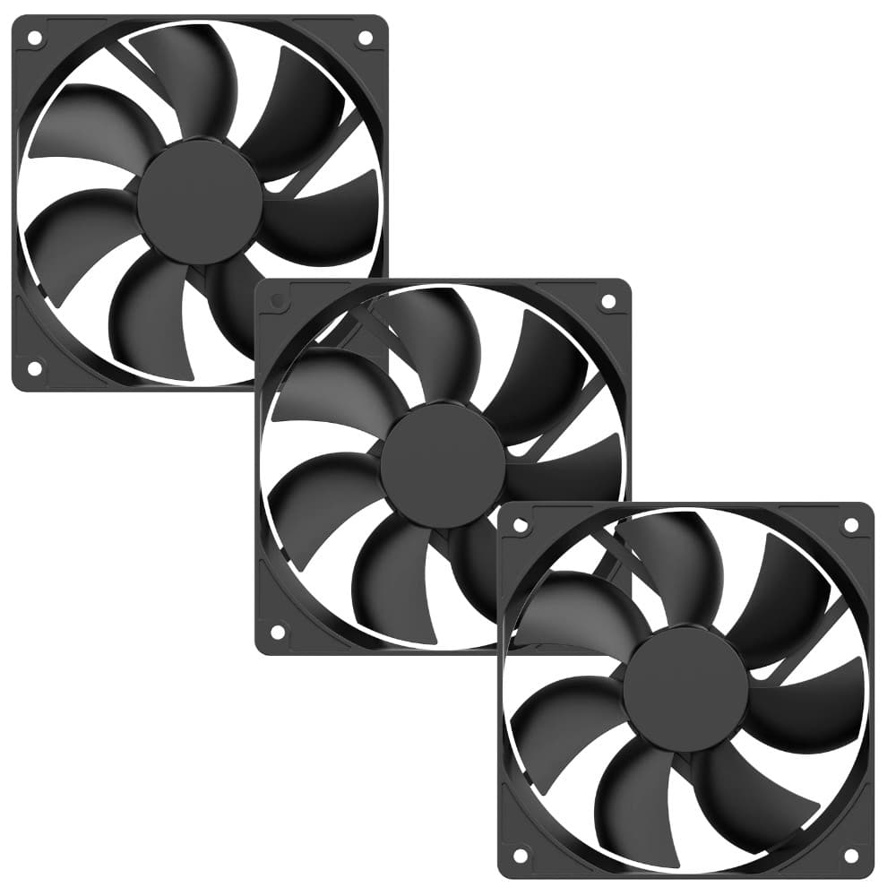 Kit 3 Cooler Fan Ventoinha Gamer 120mm Preto Silencioso 1200RPM