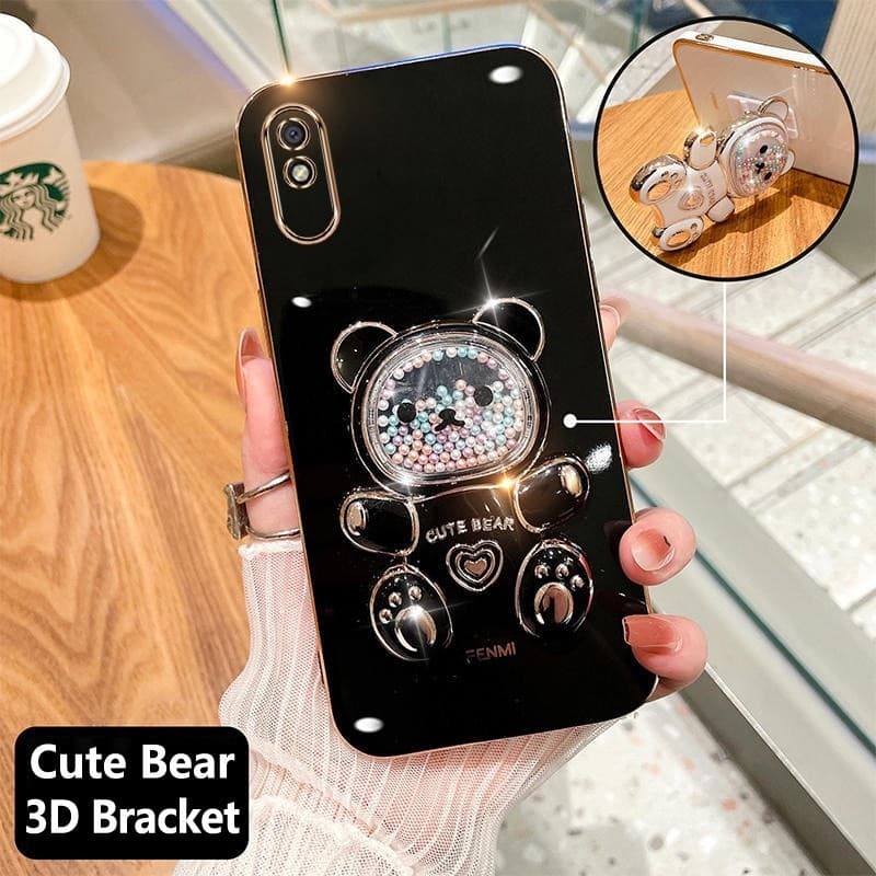 Capinha Celular Para Redmi 9C/9A/8/8A/9/9i/9T 7A Com Suporte 3D Colorful Candy Bear Cute Macaron Câmera Protetora Contra Impactos
