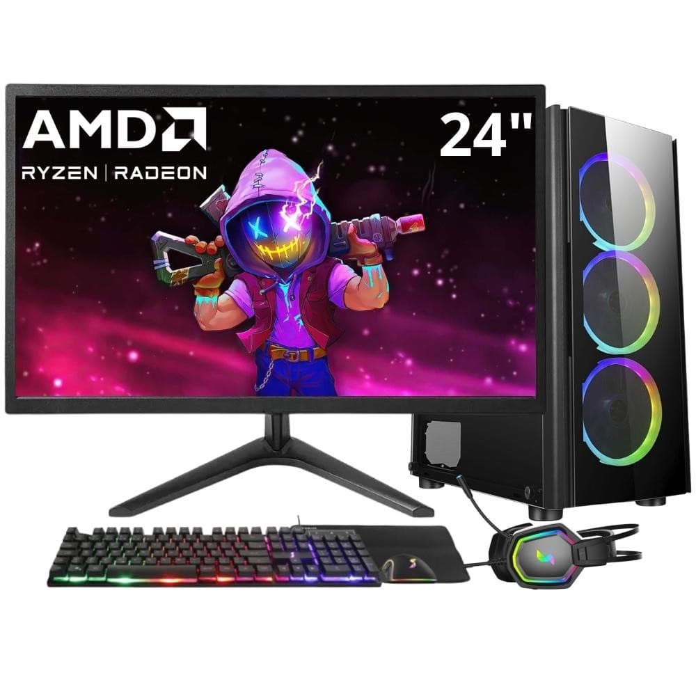 PC Gamer 3green Winner, AMD Ryzen 5 5600G, 16GB DDR4, SSD 1TB, 500W, Monitor 24" LED, Kit Gamer - GSW-24010