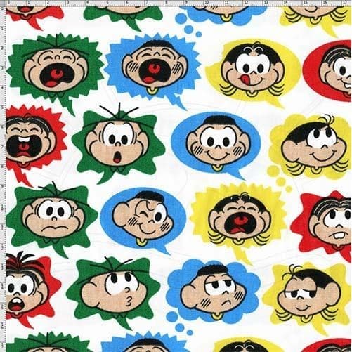 Tecido Estampado para Patchwork - Turma da Mônica: Balões com Rosto (0,50x1,40)