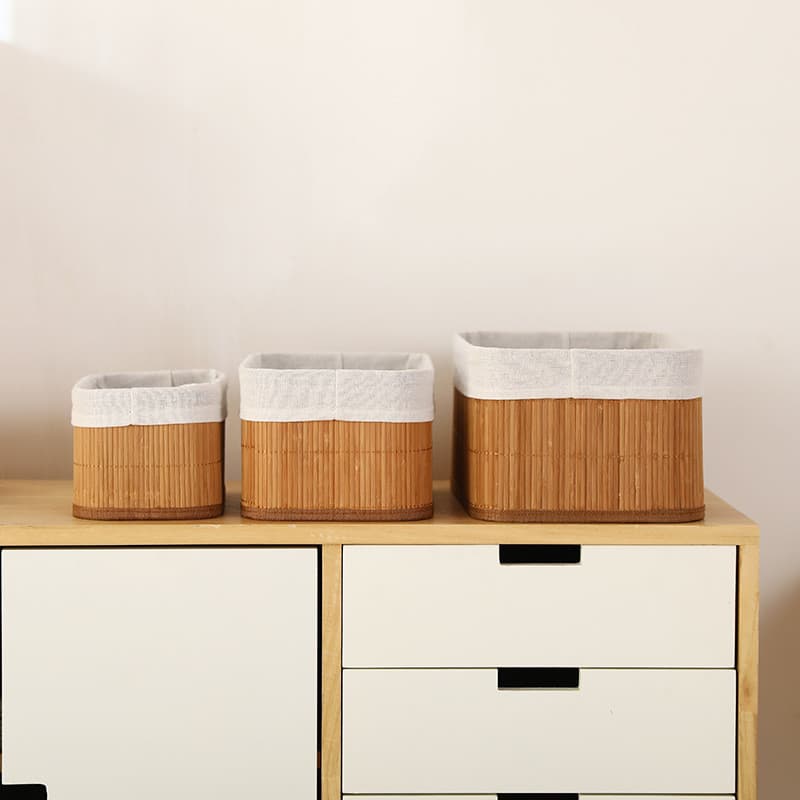 Organizador Cestas Feitas de Cor Clara, Conjunto de 03 Perfeito para Banheiros, Armários, Lavanderia, Entre Elegante Organizador Bege