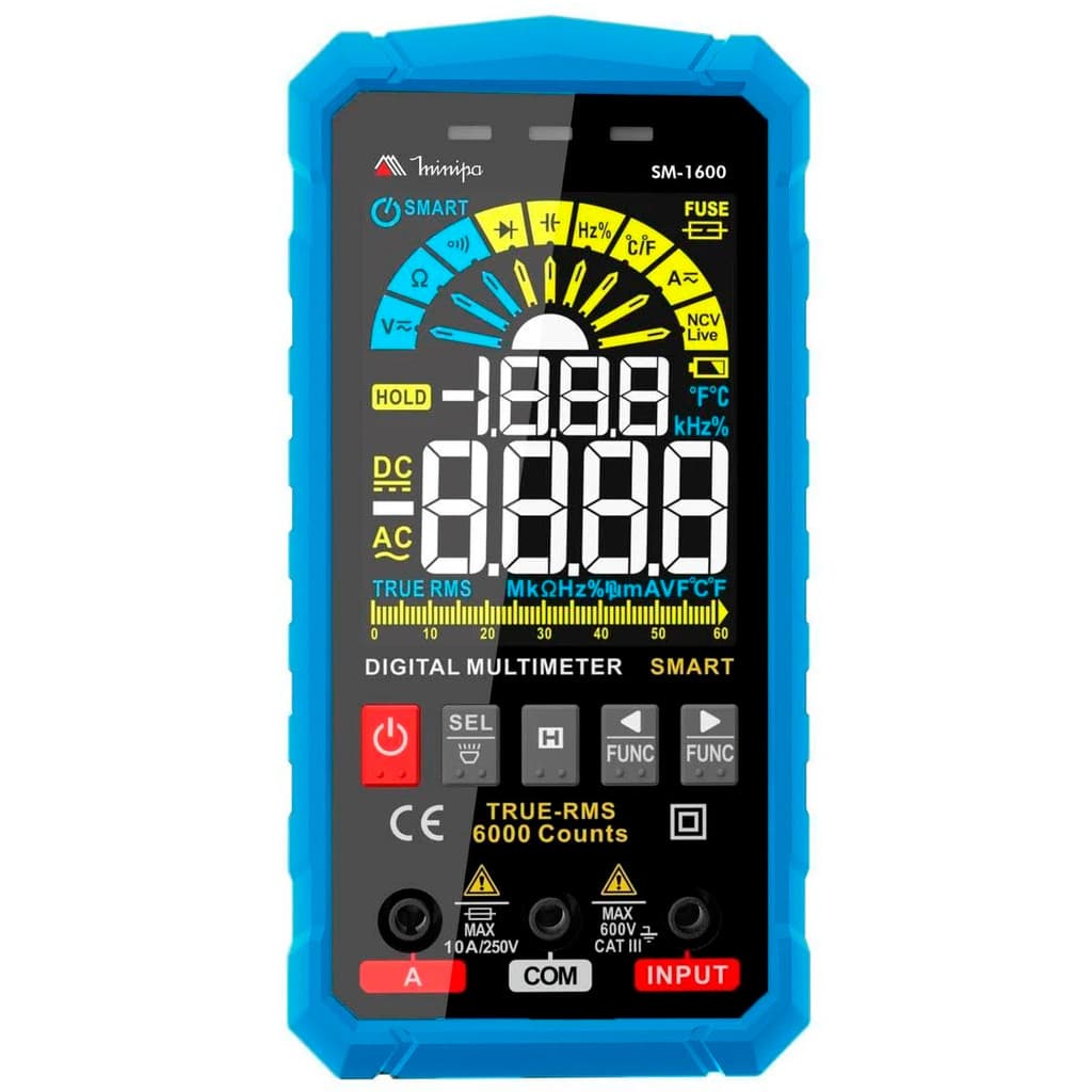 Multímetro Digital Smart MINIPA SM- 1600 3.5/6 CAT III 600V Tensão AC/DC