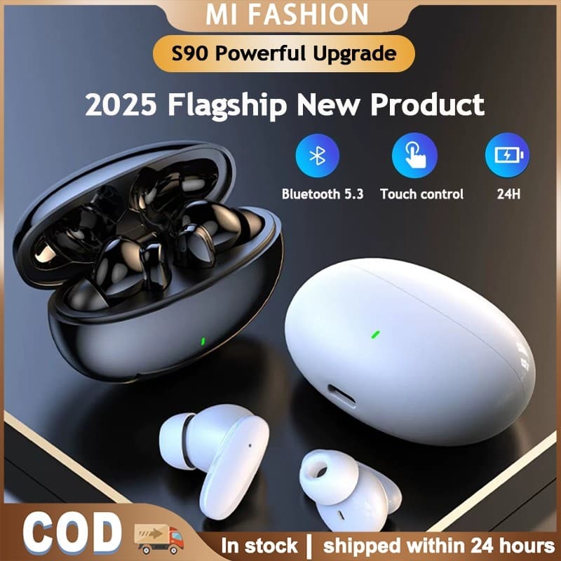 S90 Pro Fones De Ouvido Sem Fio Bluetooth 24H Playtime 13mm Drivers Duplos Som HiFi 5.3 IPX4