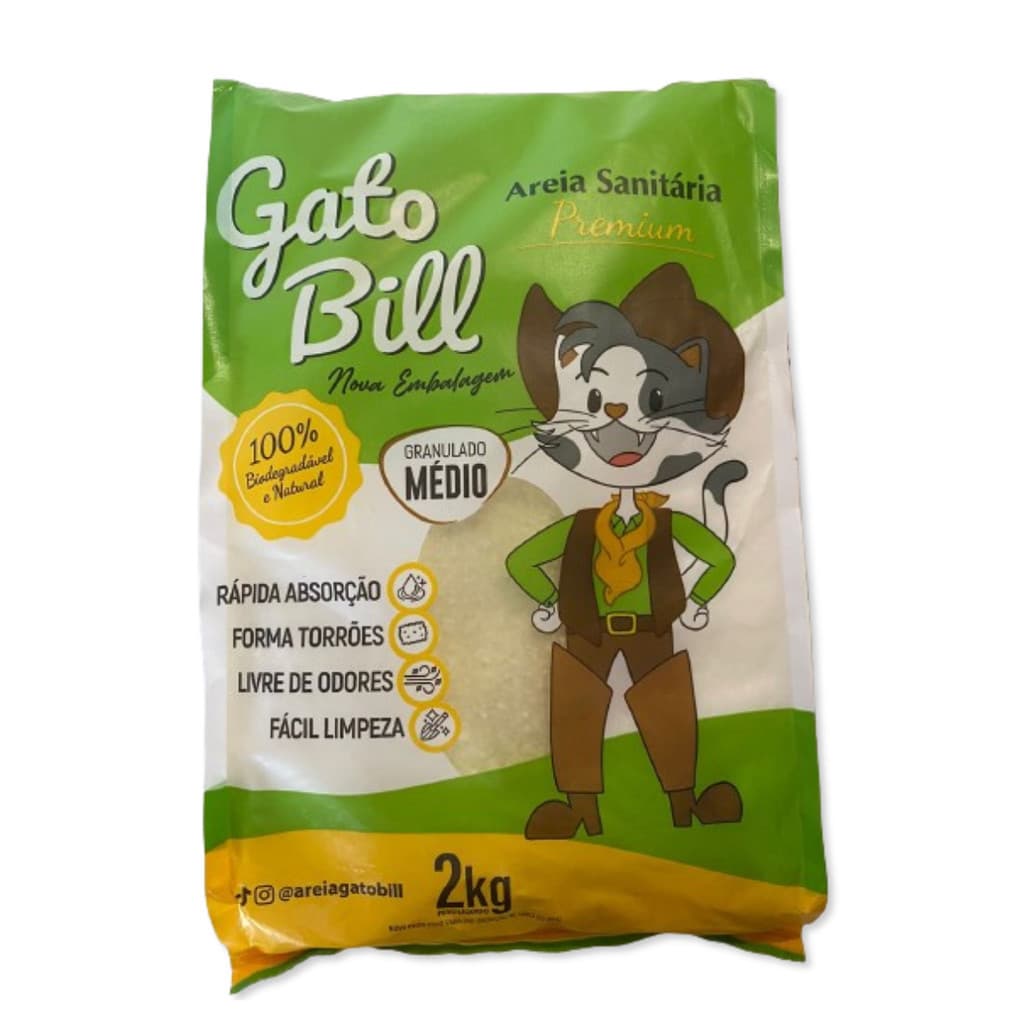 AREIA SANITÁRIA MÉDIO GATOBILL PARA GATO 2KG CONTROLE DE ODOR