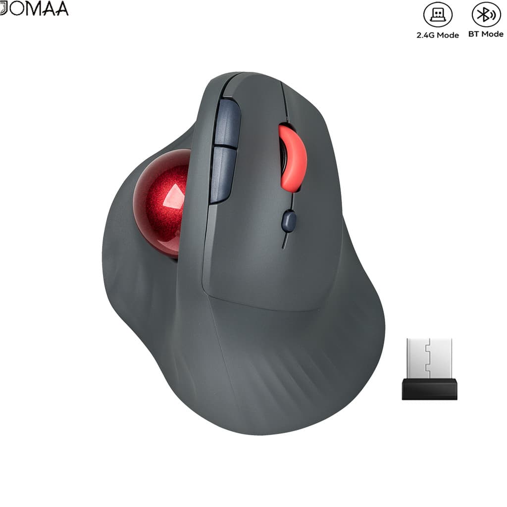 Rato Jomaa Bluetooth Trackball Mouse Recarregável 2.4G USB Sem Fio E Ergonômico Para PC Portátil Tablet Android