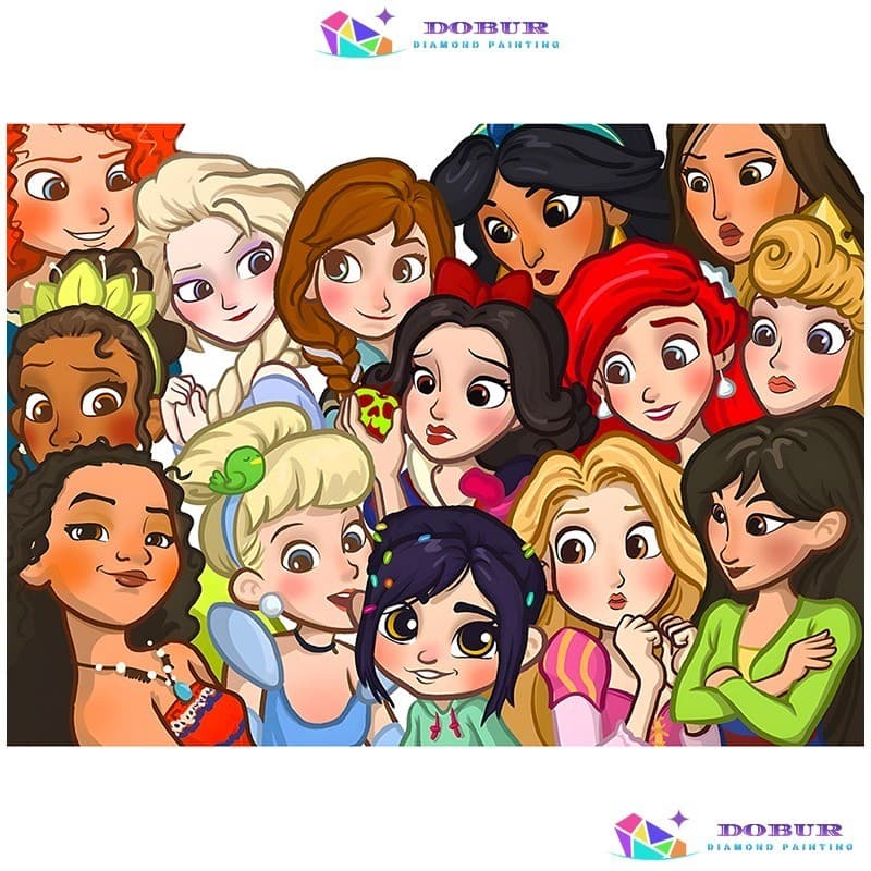DOBUR | Conjunto Pintura Com Diamante Disney Princess 5D DIY Round/Square Perfuração Completa Artesanato Decoração