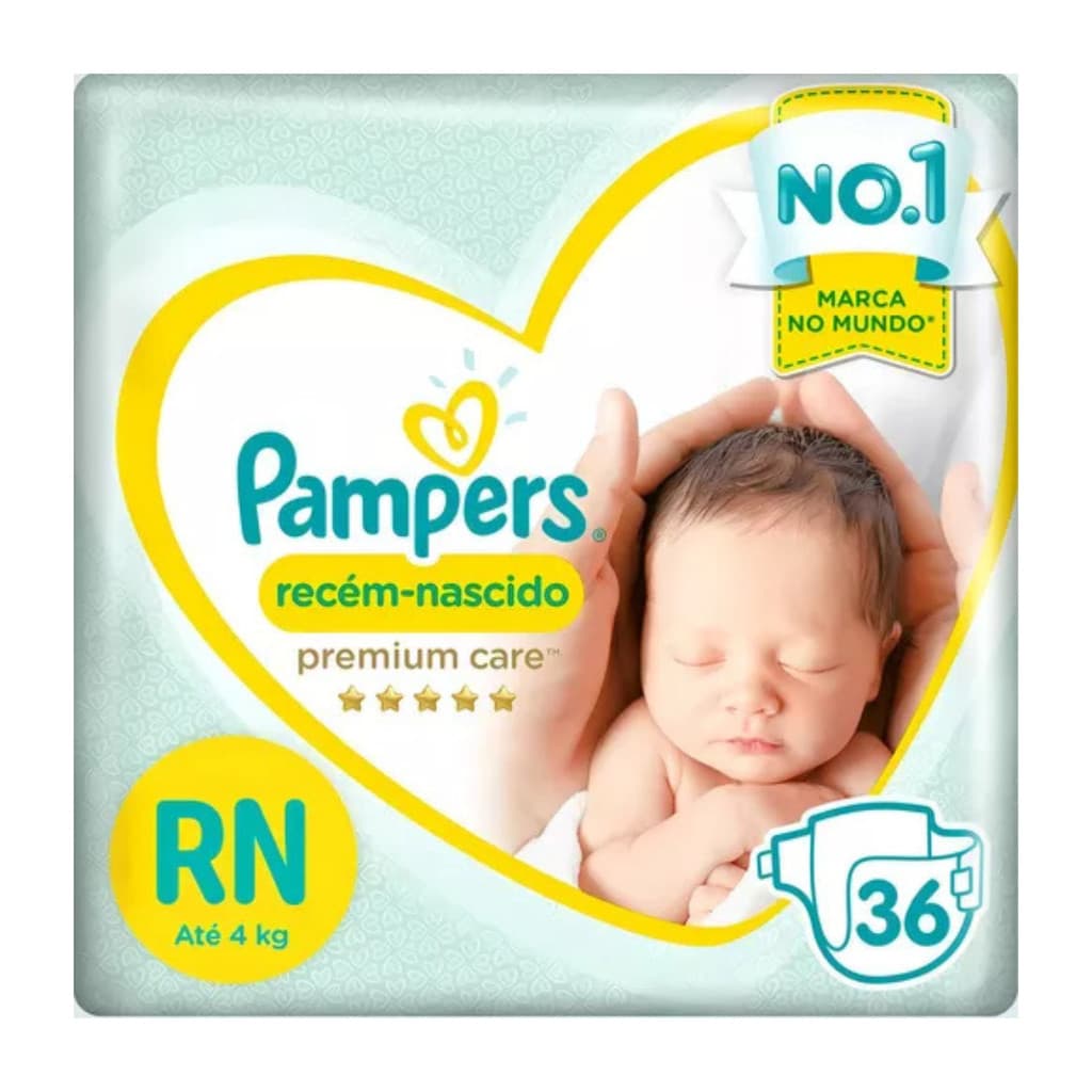 Fralda Pampers Premium Care RN 4kg - 36 Unidades