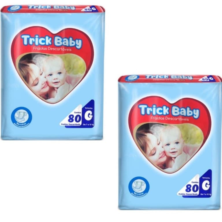 Kit 2 Pacotes Fralda Descartável Trik Baby Tamanho G 160 Unidades Total