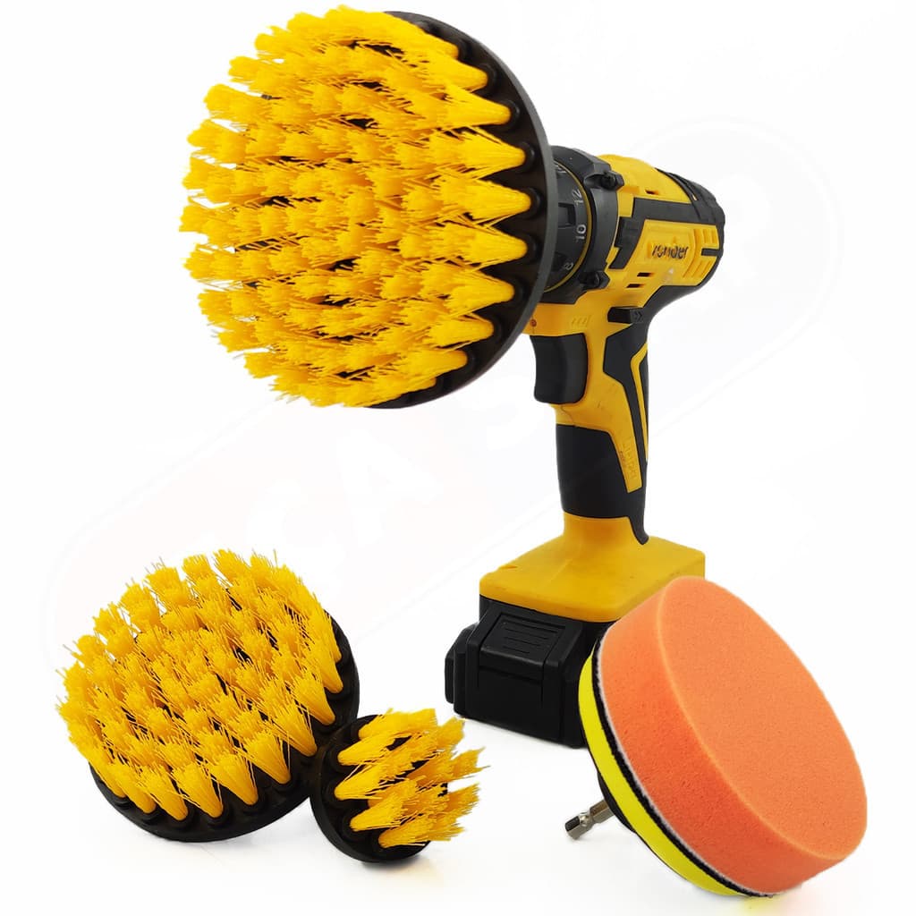 Jogo De Escovas Rotativas Em Nylon Kit Com 14 Peças Para Limpeza De Pisos, Carro, Moto