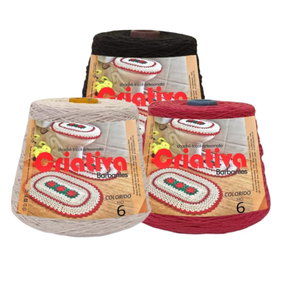 Kit Com 3 Barbante 1kg Cada Fio Número 4 Para Crochê Criativa